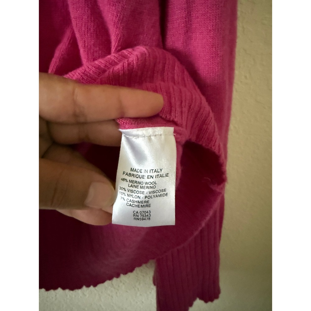 Bianco Blu Italy Women's Pink Crew Neck Long Sleeve Split Hem Sweater Size L - Picture 5 of 5